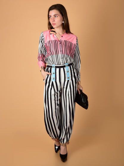 Striped Elegance Nida Satin Co-Ord Set