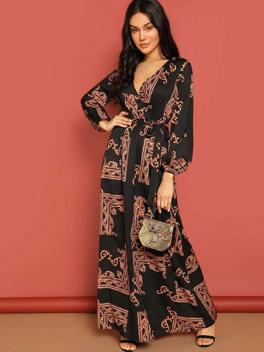 Vibrant Linen Printed Maxi Dress