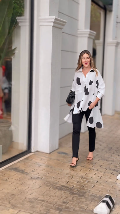 Polka Charm Black & White Shirt