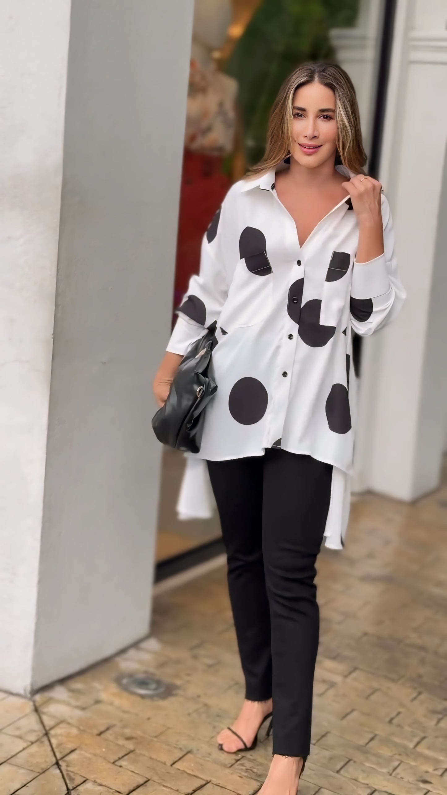 Polka Charm Black & White Shirt