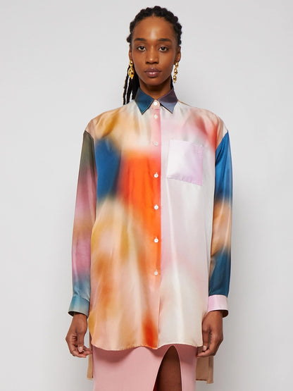 Radiant Flow Tie-Dye Satin Shirt