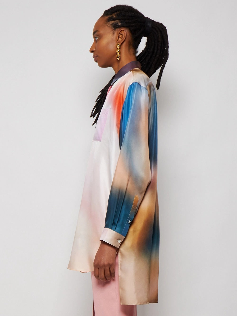 Radiant Flow Tie-Dye Satin Shirt