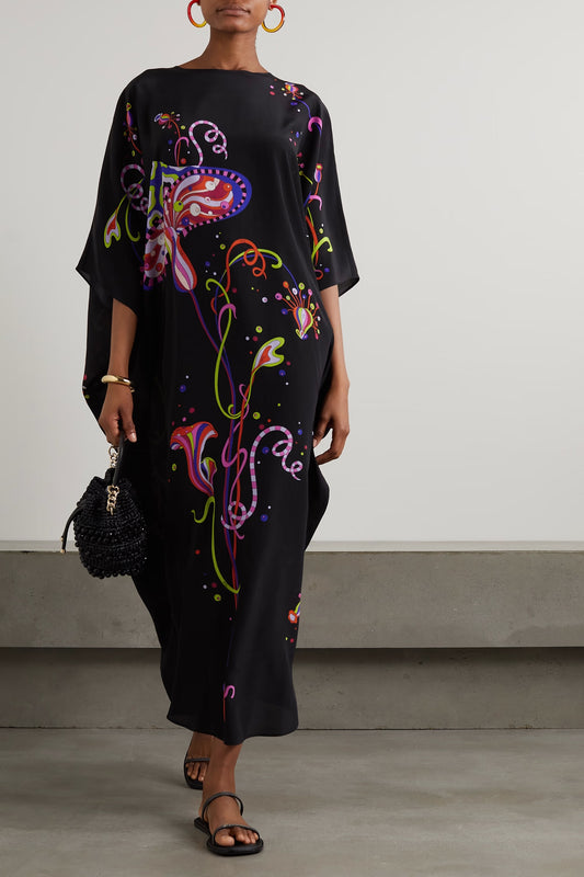 Urban Noir Printed Kaftan Dress