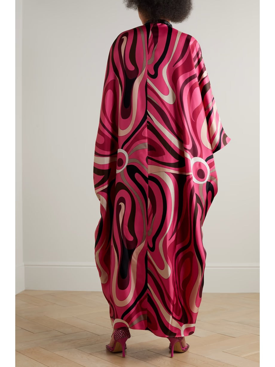 Opulent Charm Printed Long Kaftan