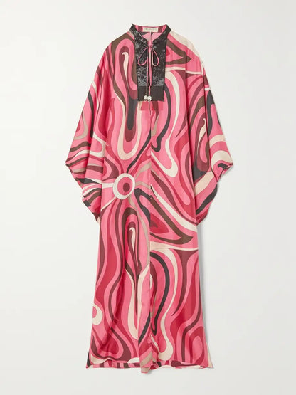 Opulent Charm Printed Long Kaftan