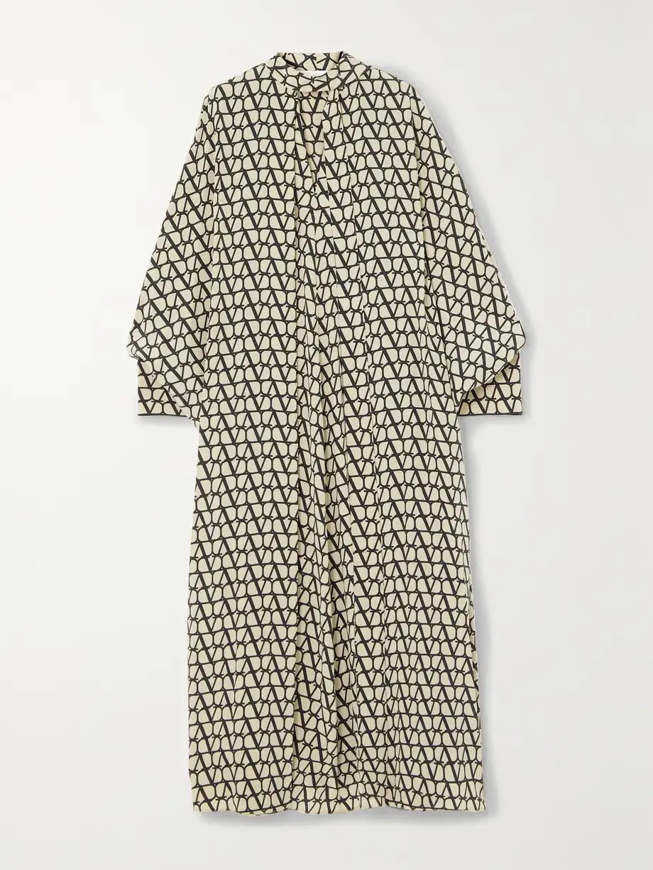 Noir Elegance Printed Long Kaftan