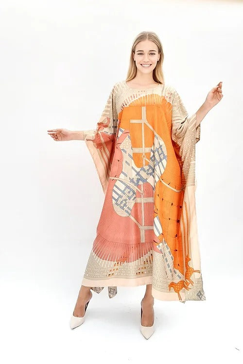 Silken Whispers Printed Long Kaftan