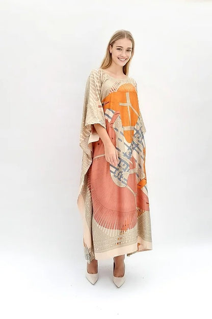 Silken Whispers Printed Long Kaftan