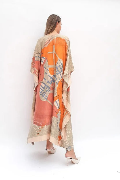 Silken Whispers Printed Long Kaftan