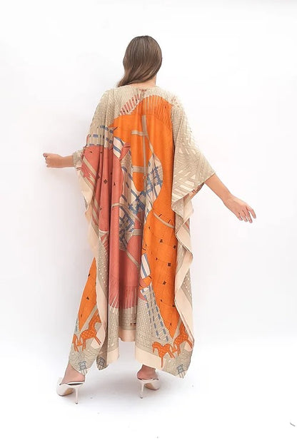 Silken Whispers Printed Long Kaftan